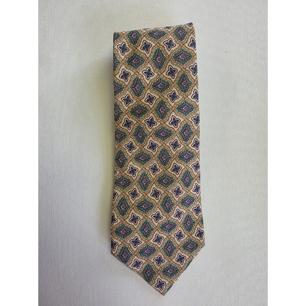 Polo Ralph Lauren Men's Multicolor Geometric Pattern Pointed Tie Handmade